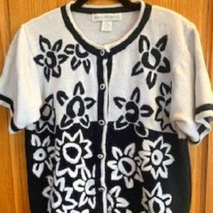 Jessica Holbrook Women's Knit Sweater Cardigan Short Sleeves Embroidered Sz: XL